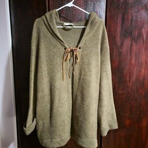 Stark X green cardigan sweater suede tie